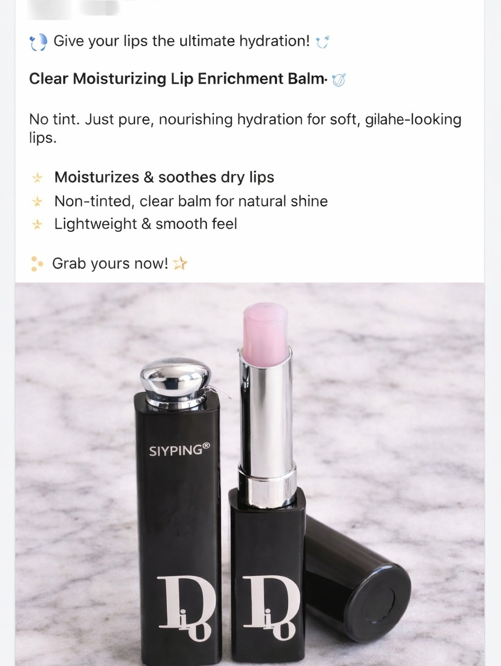 Hydrating Lip Enrichment Balm 💖 Clear Glossy Moisture